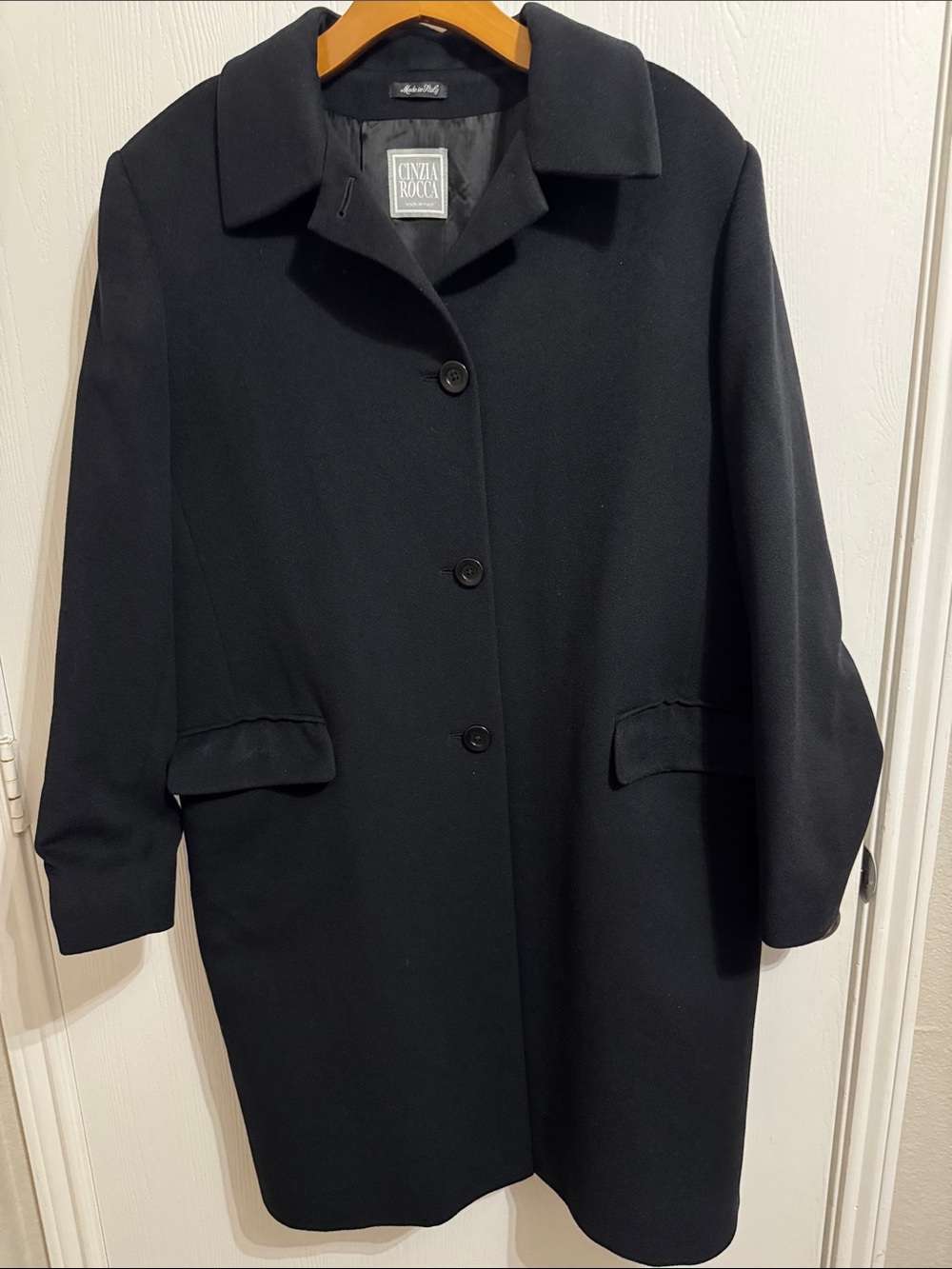 Cinzia Rocca Classic Wool Mid Length Coat Italian Luxury Outerwear 16 Timeless